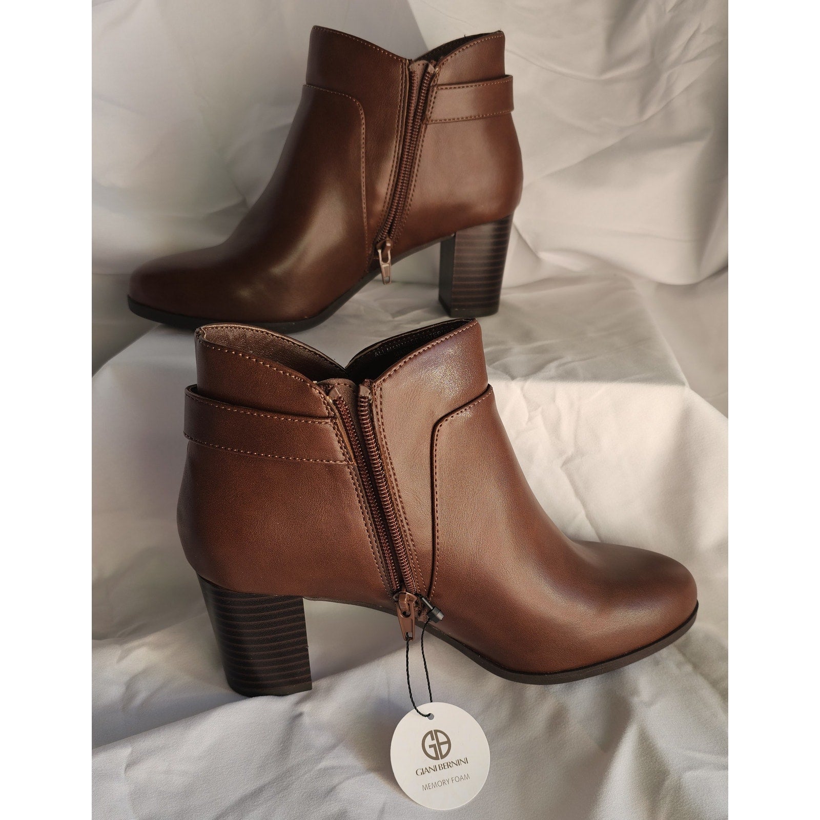 Giani Bernini Women's Artemyss Memory Foam Block Heel Dress Booties - Mocha