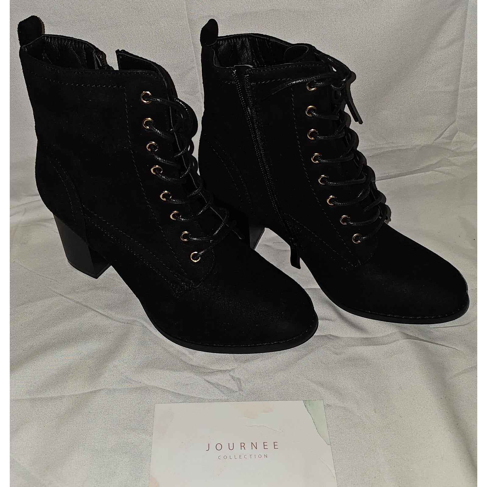 Journee Collection Womens Baylor  Lace Up Stacked Heel Booties