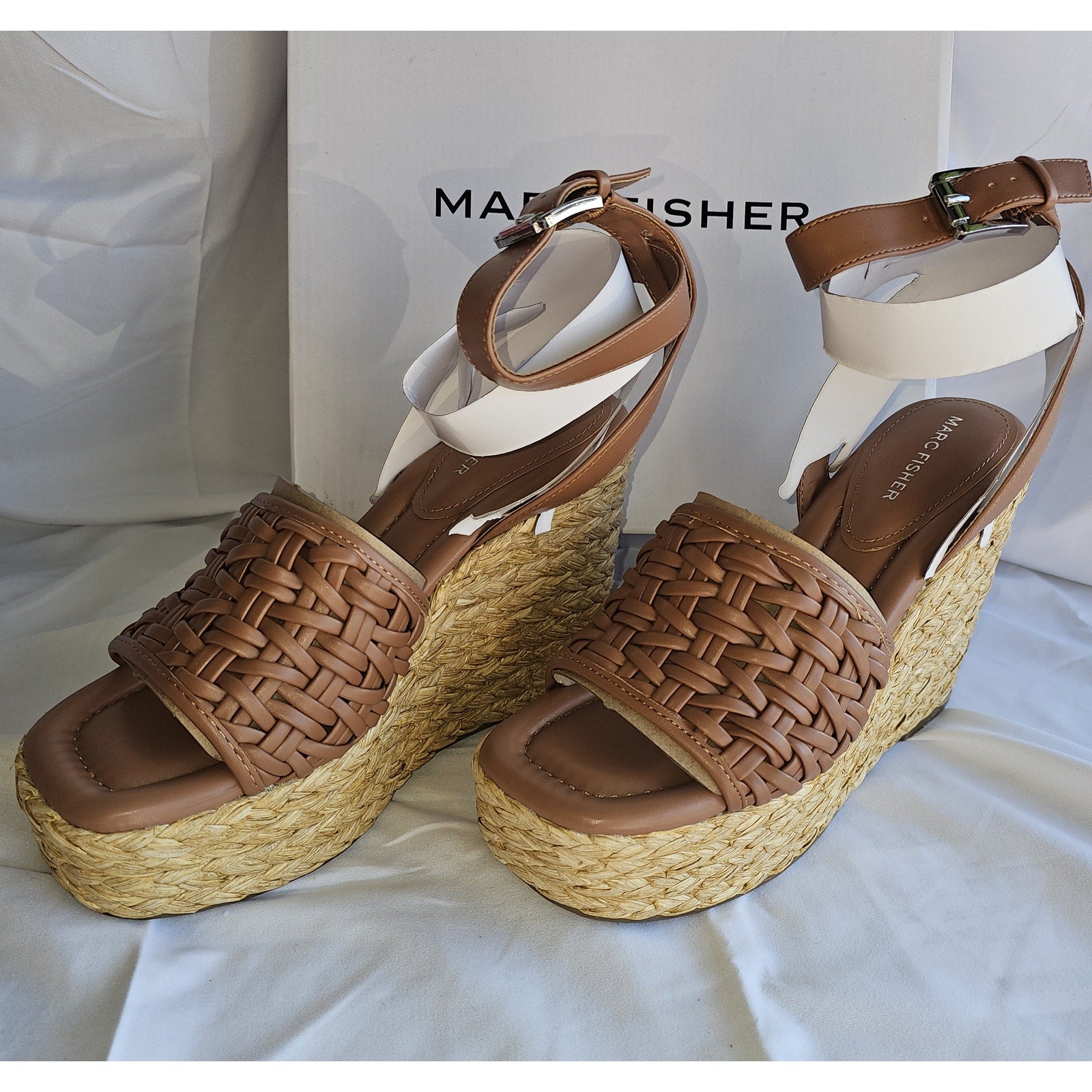 Marc Fisher Women's Godina Espadrille Square Toe Wedge Sandals