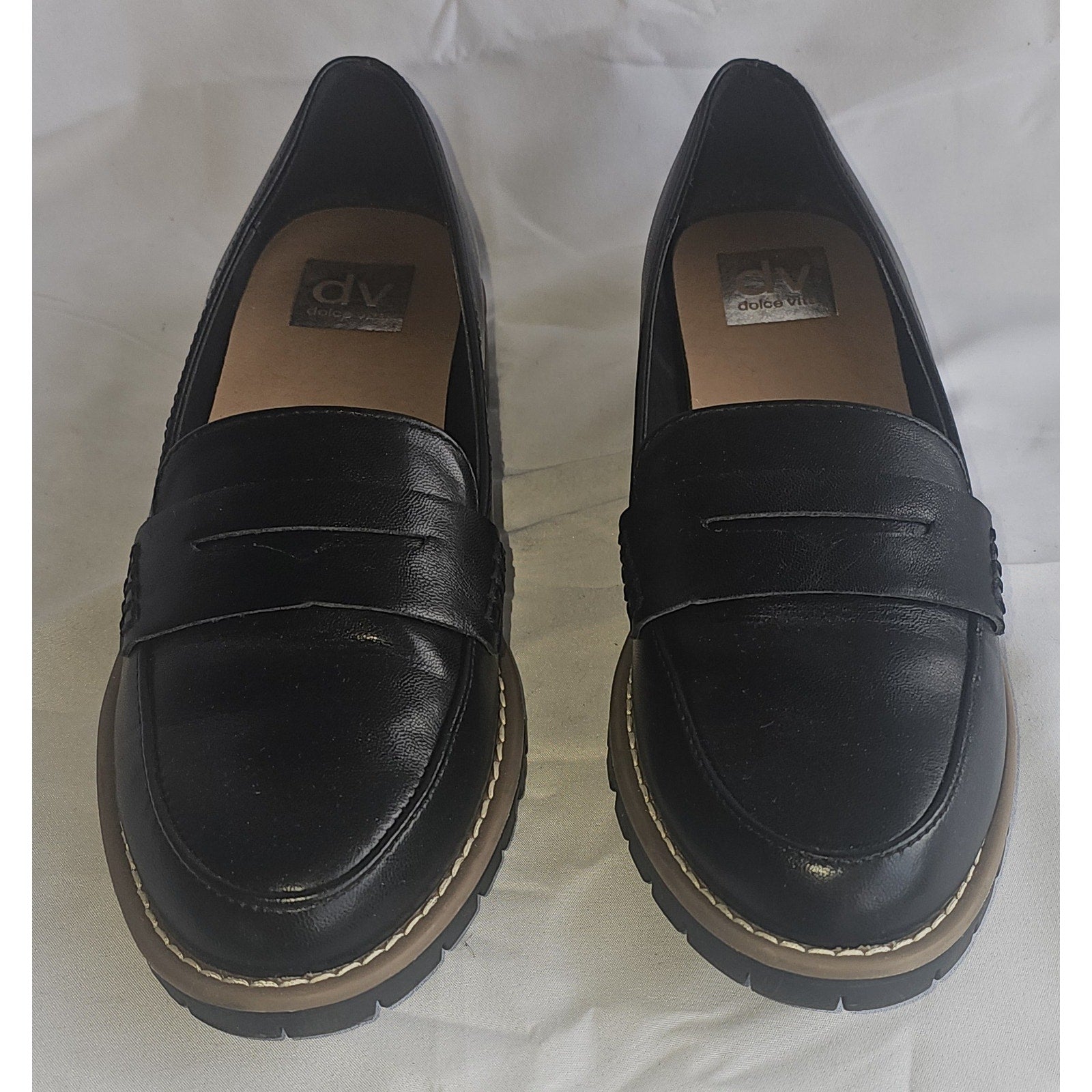 DV By Dolce Vita Lug Loafer Shoes for Women - Black Leather, Comfortable Slip-On Style, New in Box