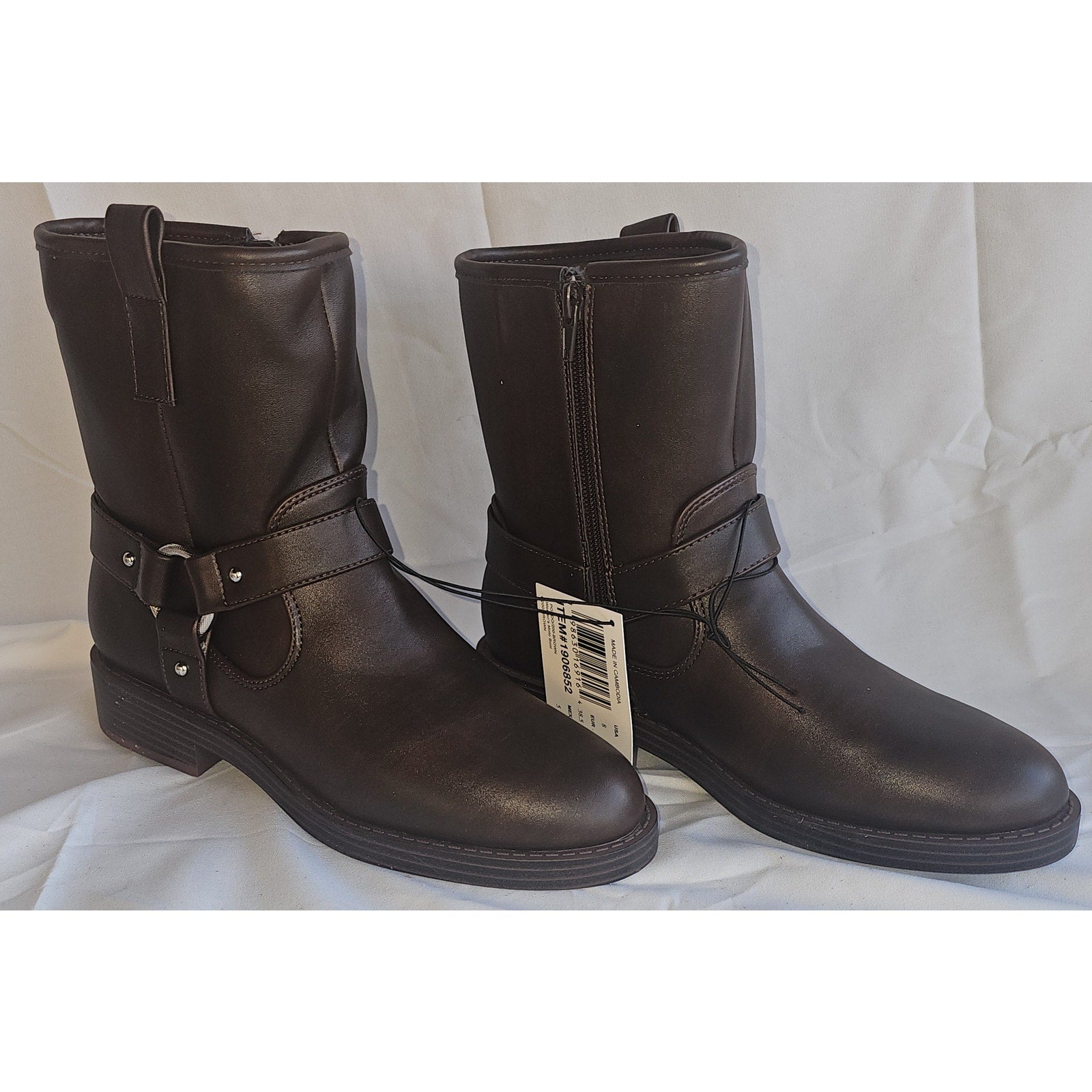 DV Dolce Vita Poca Harness-Strap Moto Booties for Women - Stylish & Durable Motorcycle-Inspired Footwear - Brown