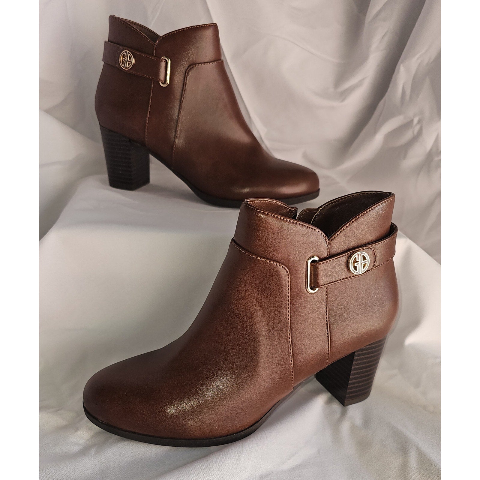 Giani Bernini Women's Artemyss Memory Foam Block Heel Dress Booties - Mocha