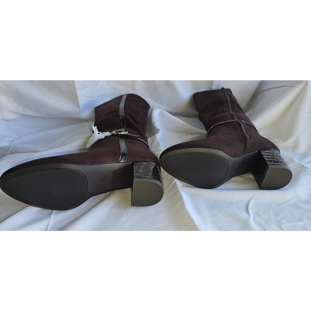 Karen Scott Isalee Buckled Zip Dress Boots - Chocolate