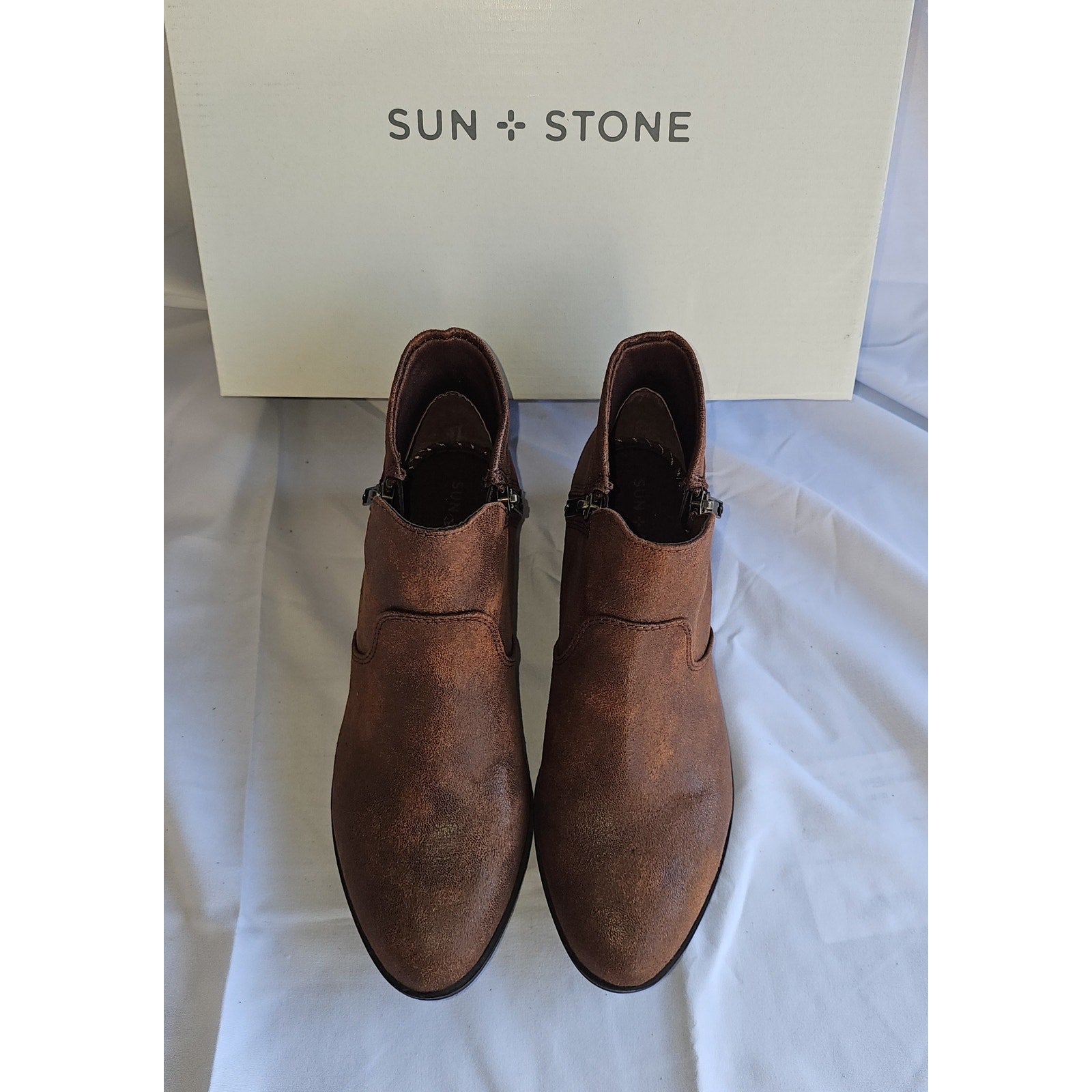 Sun + Stone Women's Adelinee Double Zip Ankle Booties