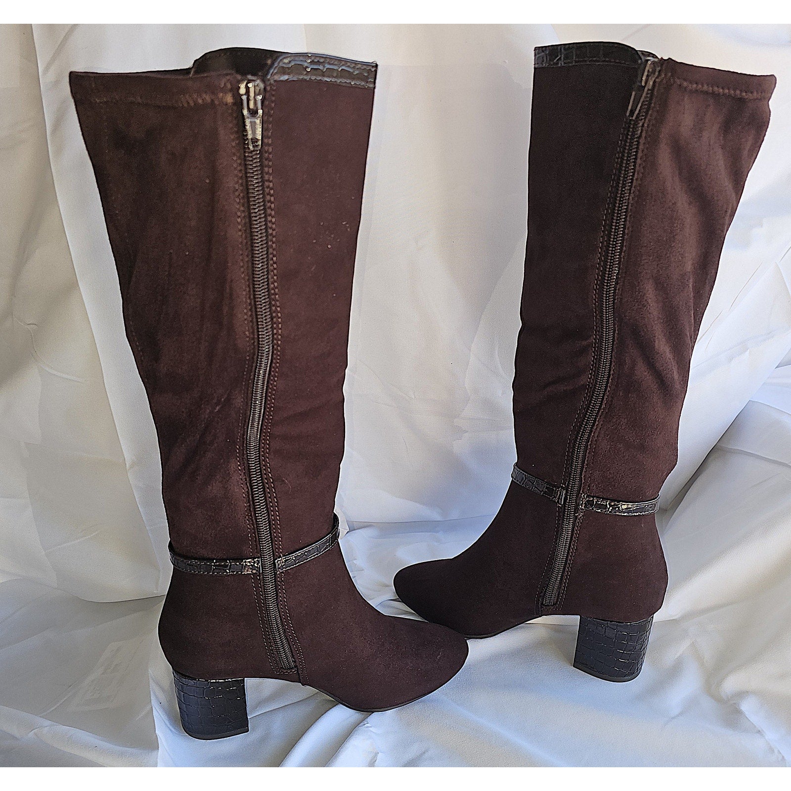 Karen Scott Isalee Buckled Zip Dress Boots - Chocolate