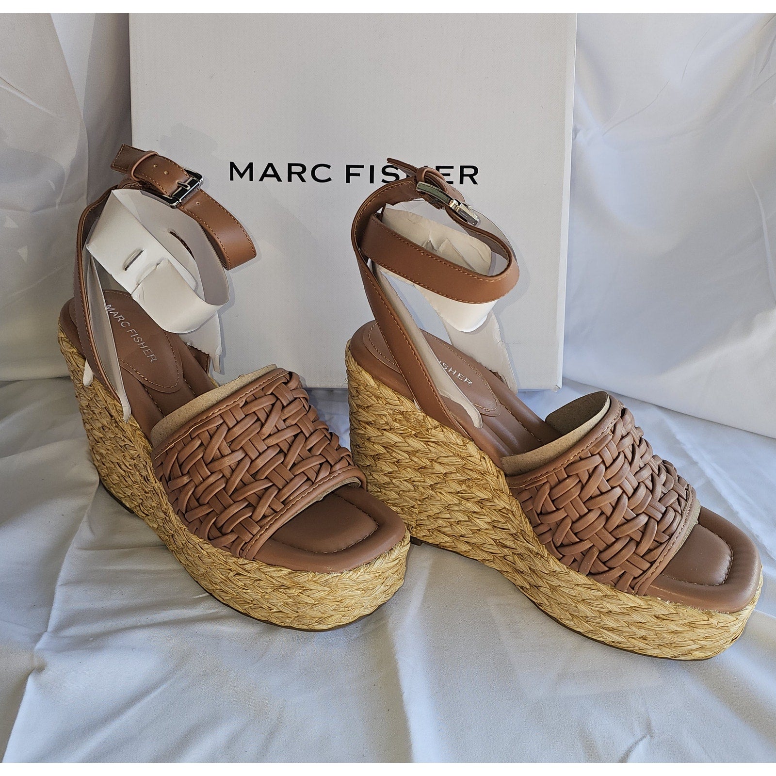 Marc Fisher Women's Godina Espadrille Square Toe Wedge Sandals