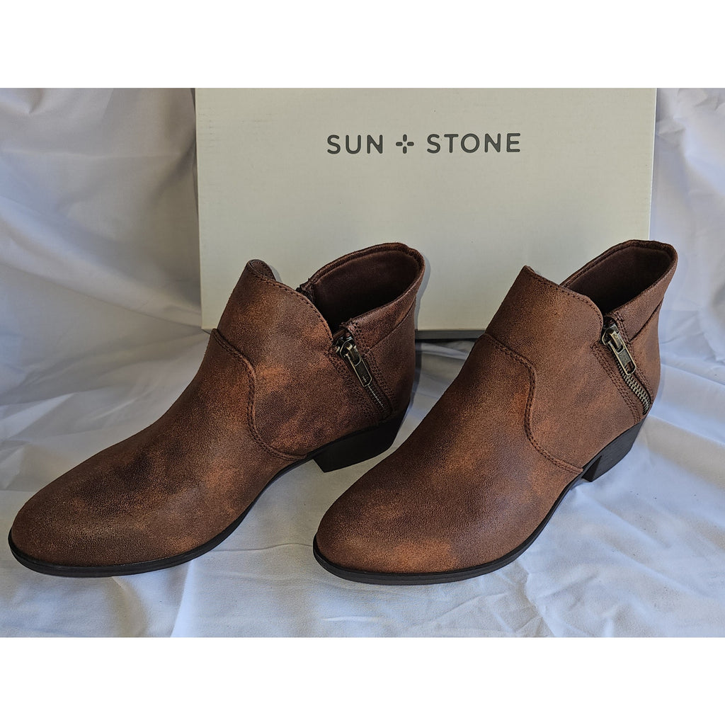 Sun + Stone Women's Adelinee Double Zip Ankle Booties