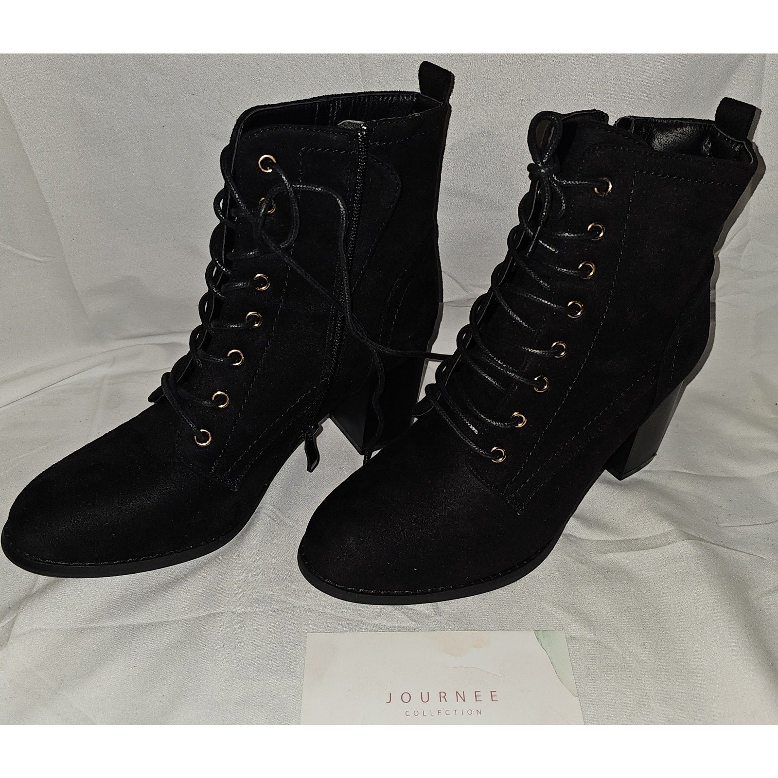 Journee Collection Womens Baylor  Lace Up Stacked Heel Booties