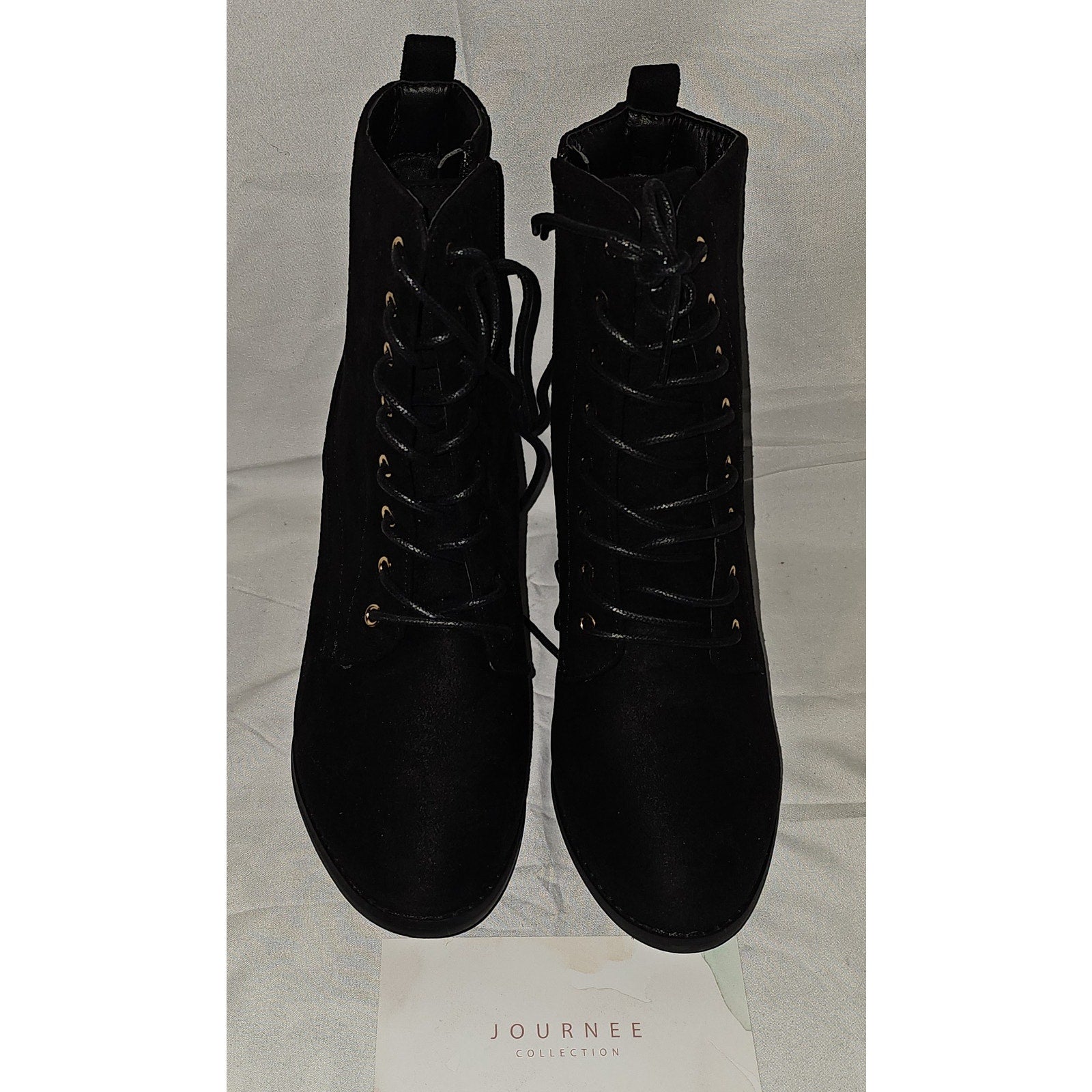 Journee Collection Womens Baylor  Lace Up Stacked Heel Booties