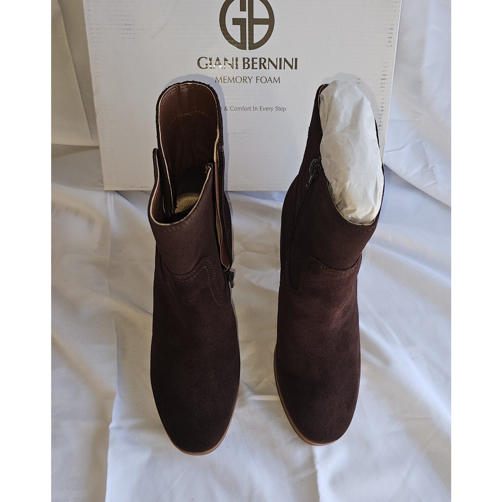 Giani Bernini Women's Olaa Memory Foam Block Heel Dress Booties - Cocoa