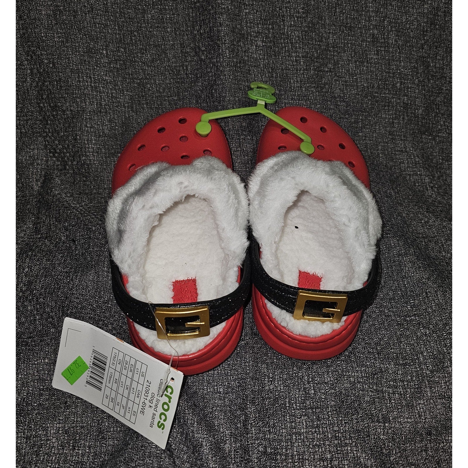 Crocs Unisex Kids Size 11, Lined Santa Clog