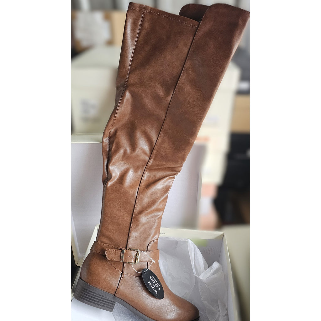 Women's Charlaa Buckled Over-The-Knee Wide-Calf Boots 6.5
