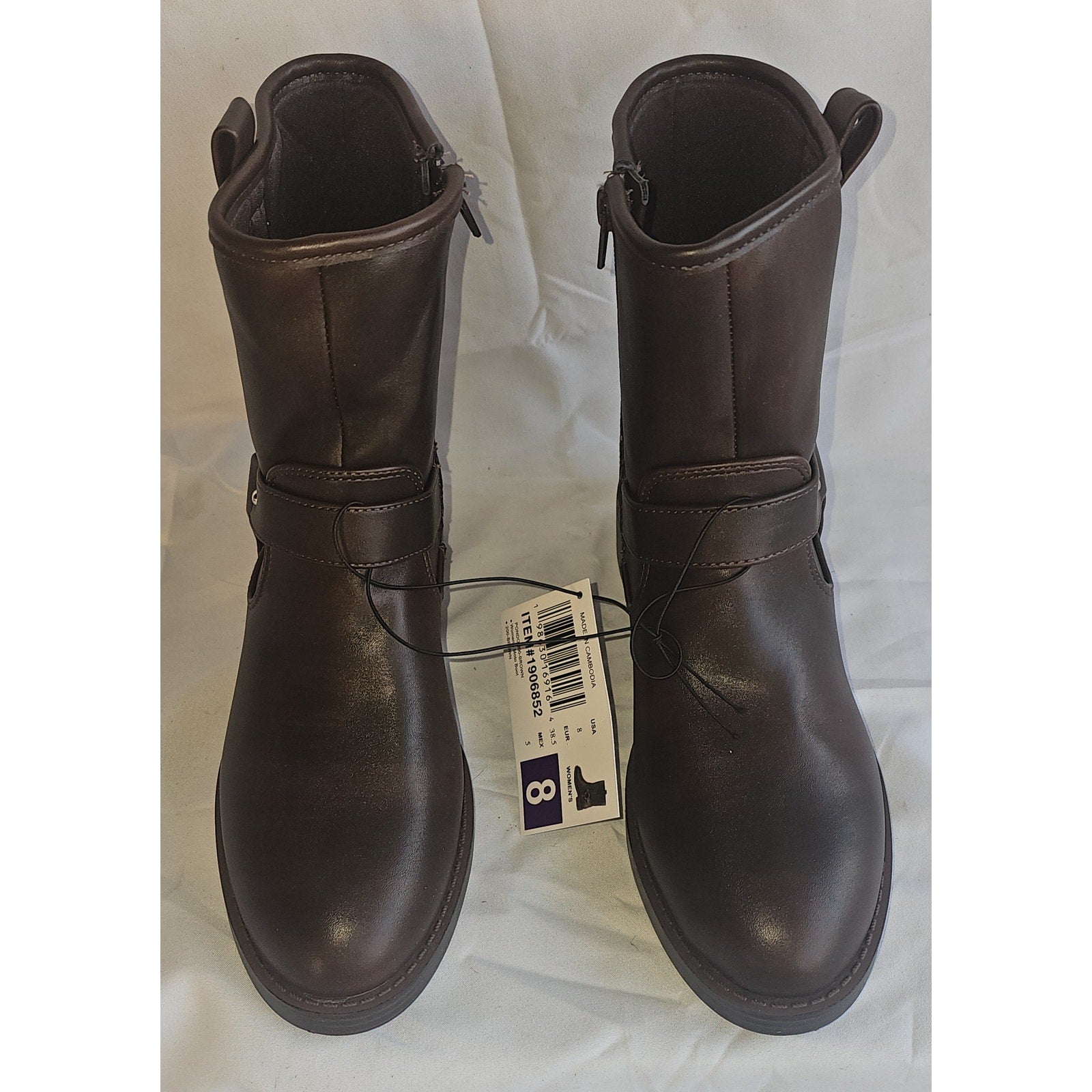 DV Dolce Vita Poca Harness-Strap Moto Booties for Women - Stylish & Durable Motorcycle-Inspired Footwear - Brown